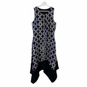 Donna Karan A Line Dress Black Geometric 4
